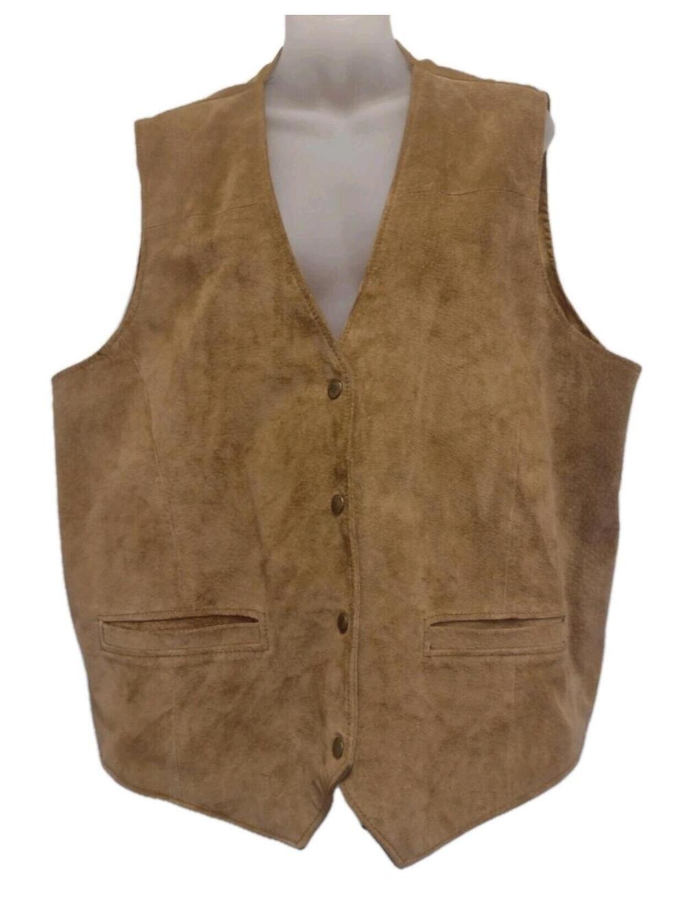 Vintage Forenza Suede Vest Brown Leather Front Satin Back Men’s Large 90s